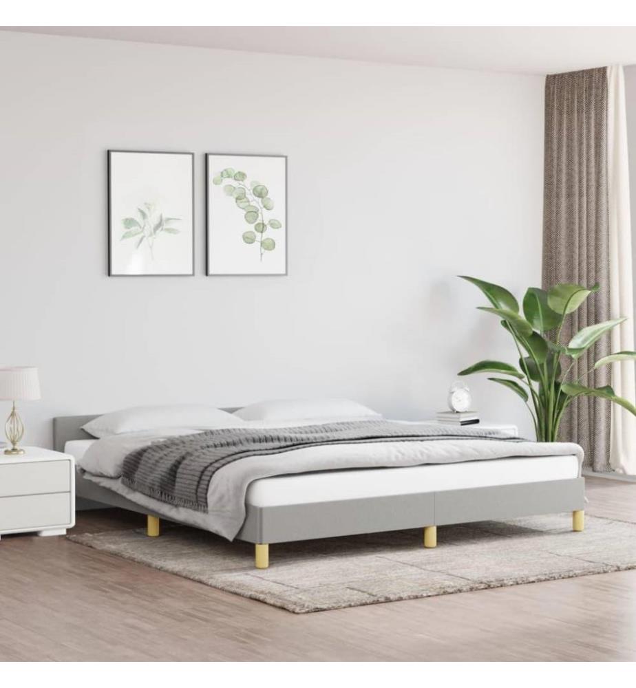 Bettgestell mit Kopfteil Hellgrau 160x200 cm Stoff