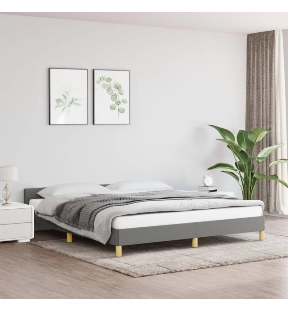Bettgestell mit Kopfteil Dunkelgrau 160x200 cm Stoff
