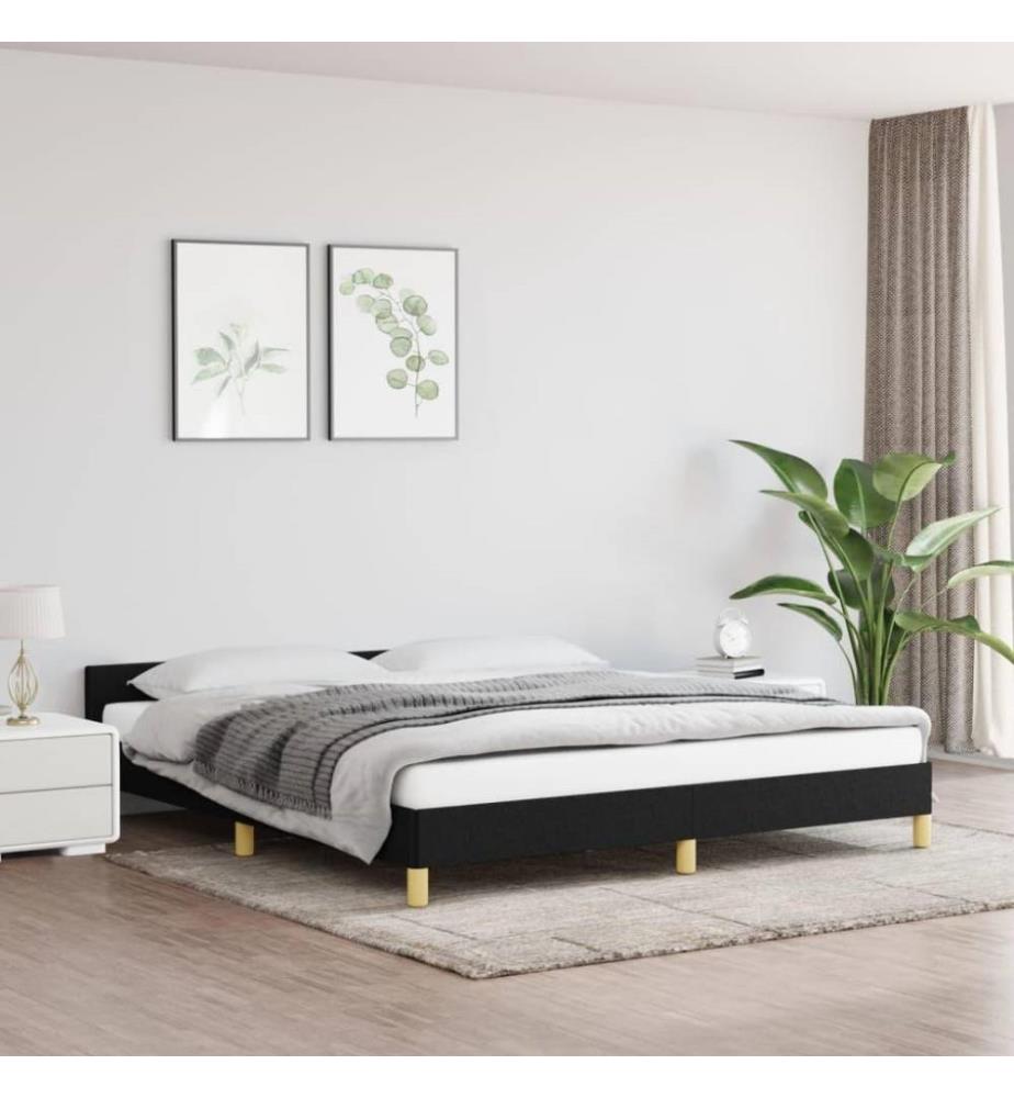 Bettgestell mit Kopfteil Schwarz 160x200 cm Stoff