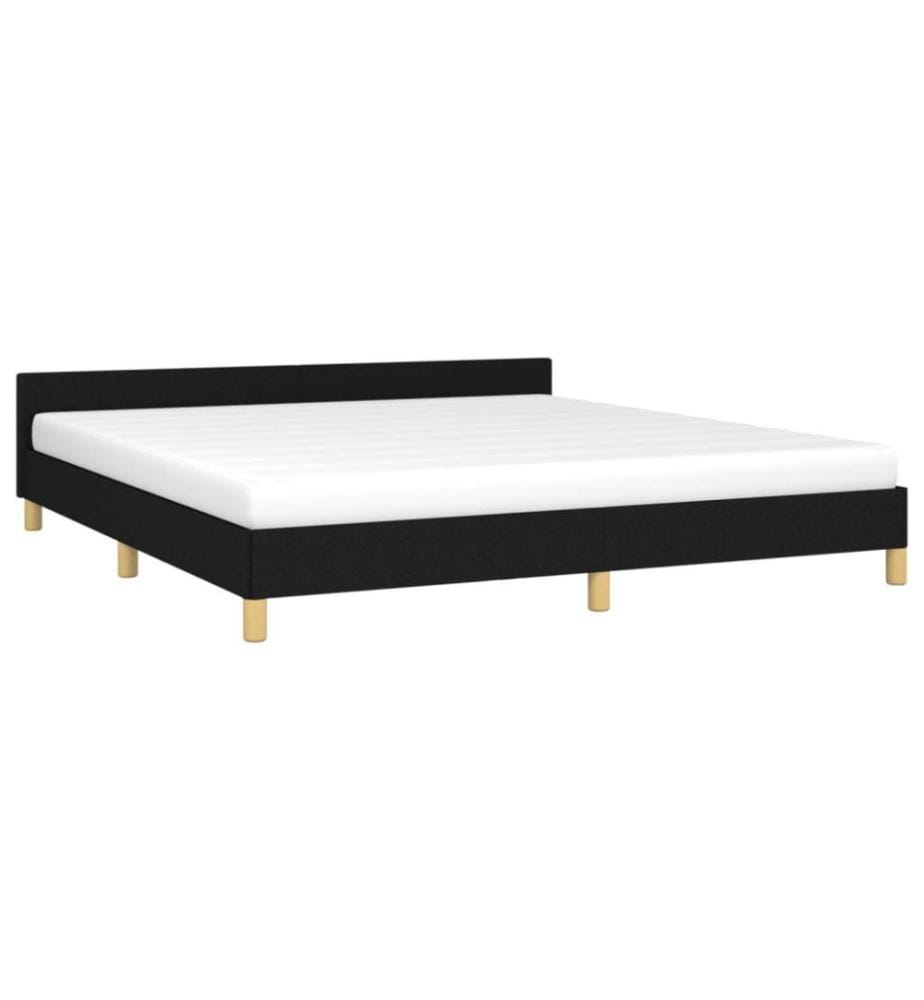 Bettgestell mit Kopfteil Schwarz 160x200 cm Stoff