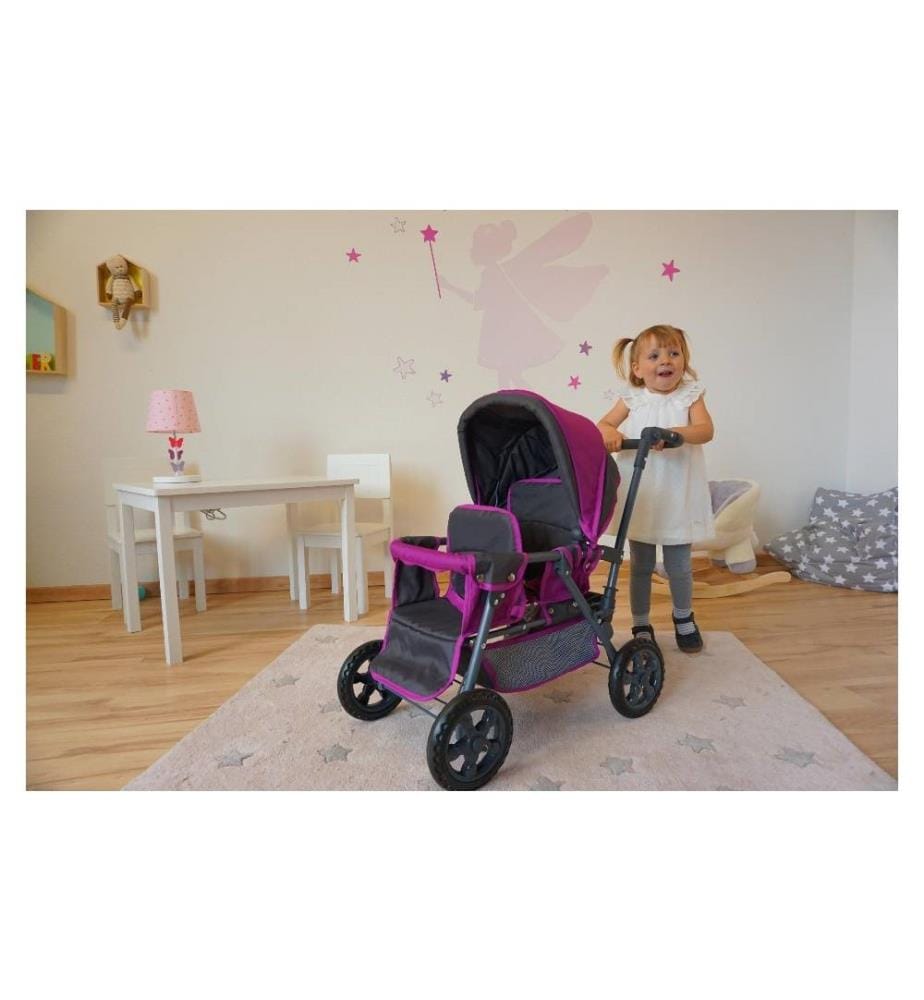 Knorrtoys Poussette double pour poupées Big Twin Tec Purple
