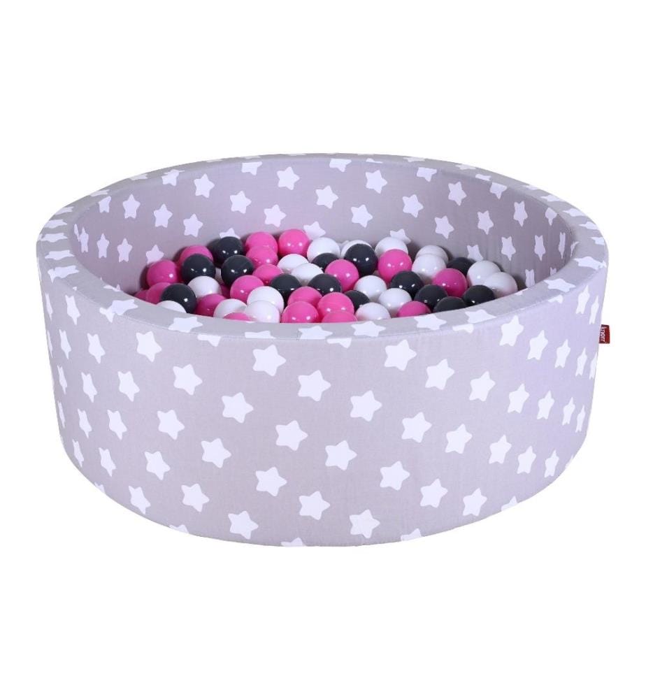 Knorrtoys Piscine à balles Grey White Stars 300 boules creme/grey/rose
