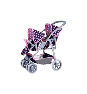 Knorrtoys Poussette double pour poupées Milo – Pink Hearts