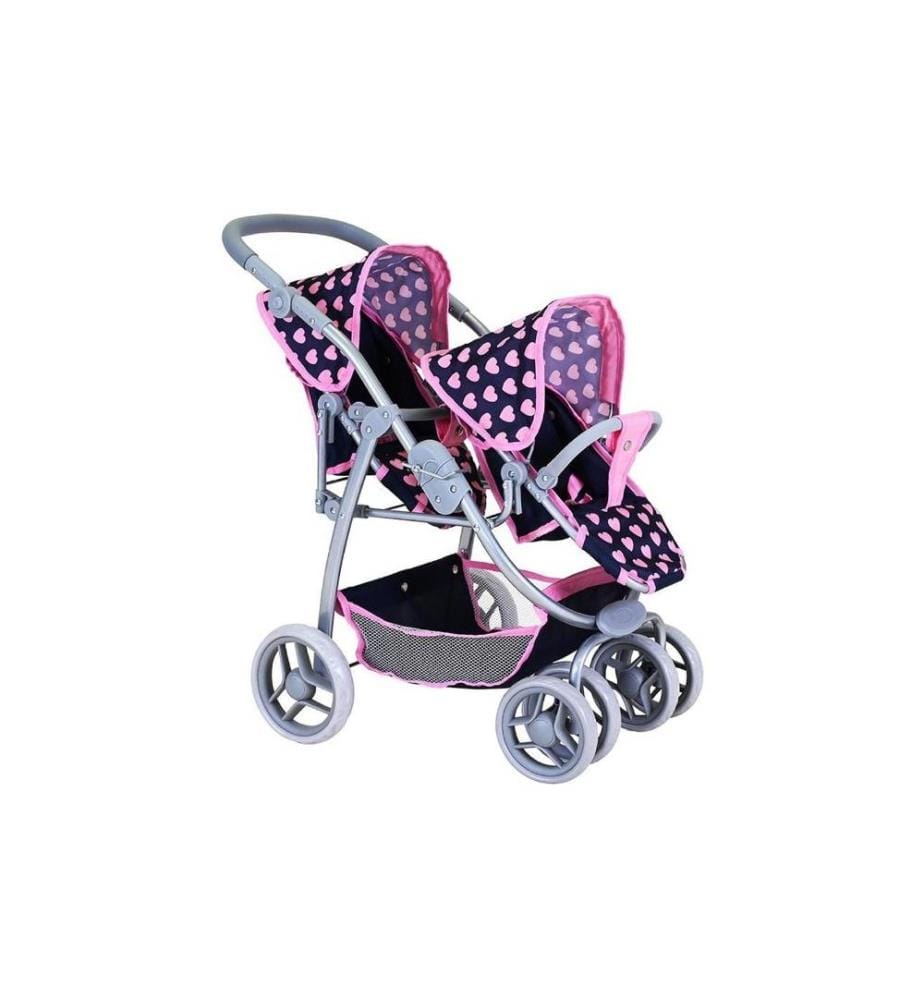Knorrtoys Poussette double pour poupées Milo – Pink Hearts