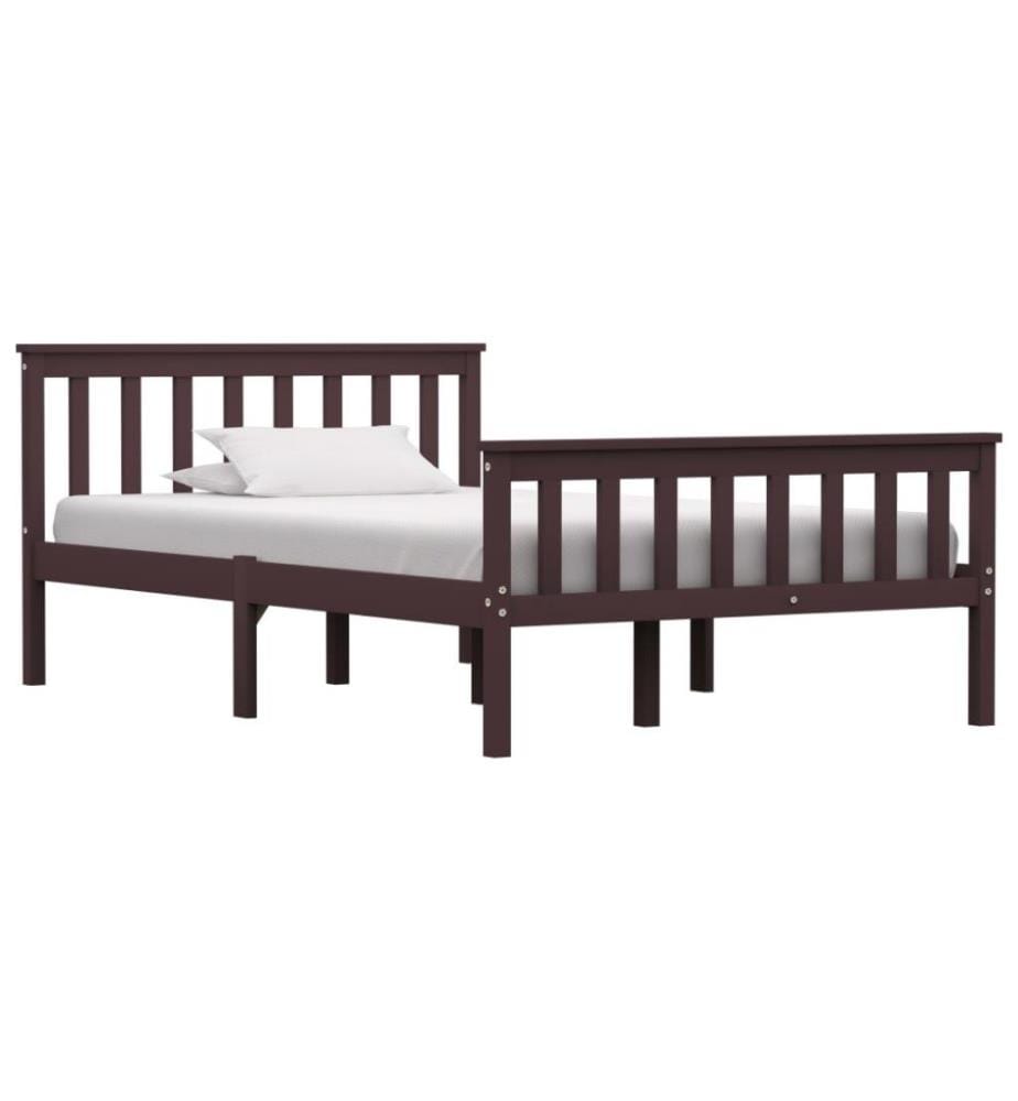 Cadre de lit Marron foncé Bois de pin massif 120 x 200 cm