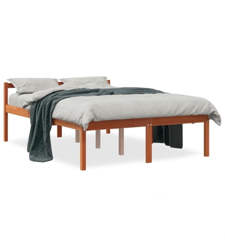 Lit pour personne âgée cire marron 135x190cm bois de pin massif
