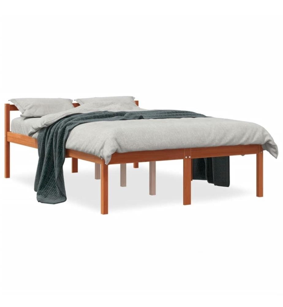 Seniorenbett Wachsbraun 120x200 cm Massivholz Kiefer
