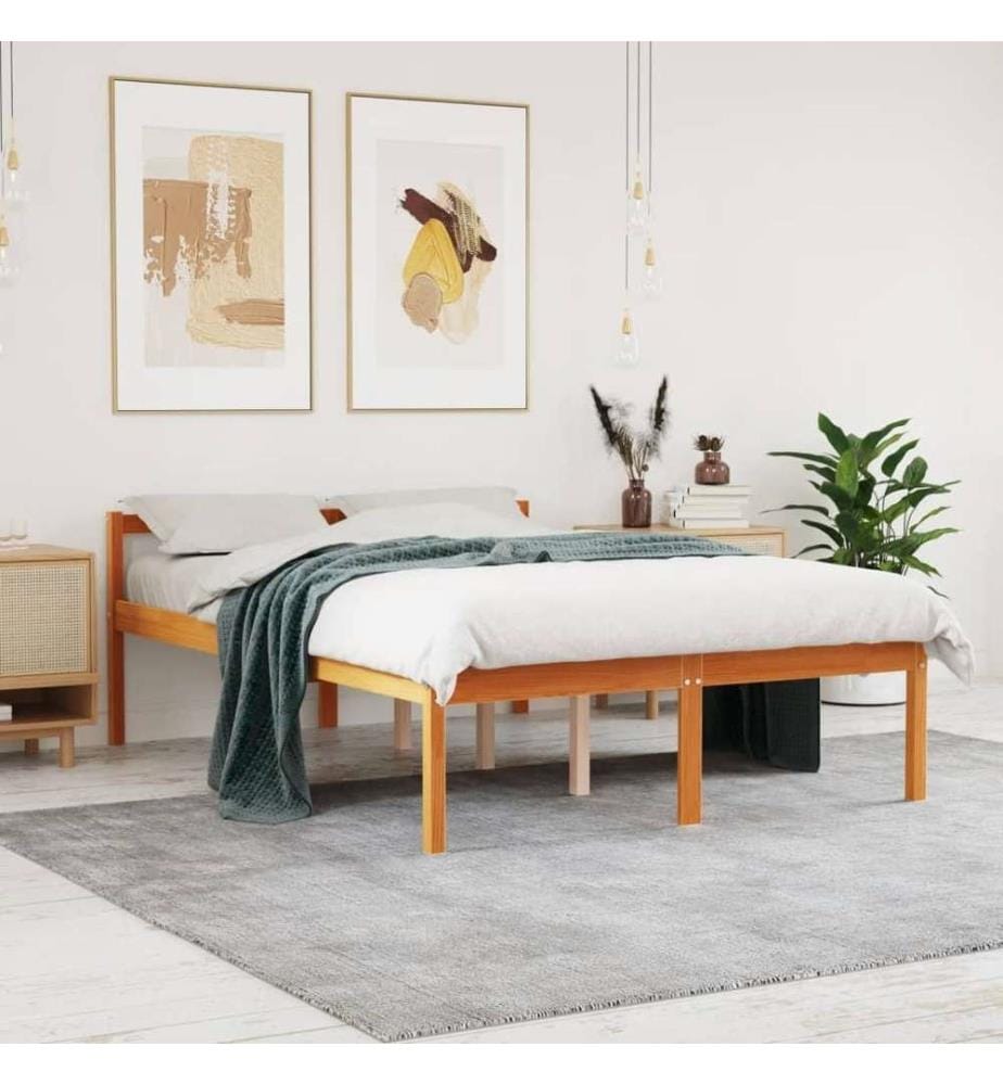 Seniorenbett Wachsbraun 120x200 cm Massivholz Kiefer