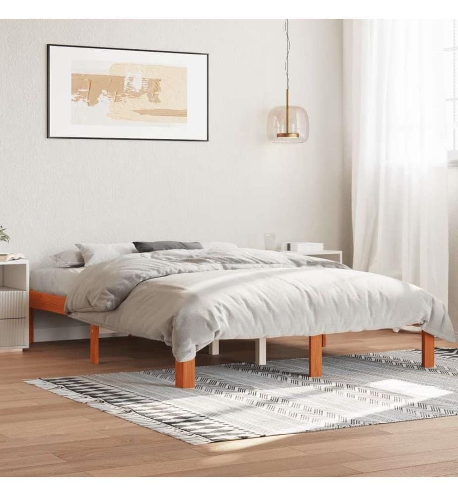 Massivholzbett Wachsbraun 120x190 cm Kiefer