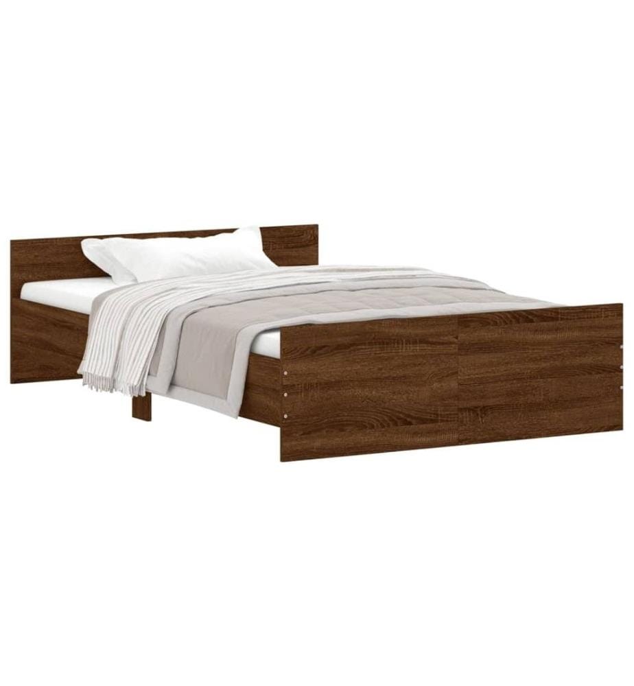 Bettgestell mit Kopf- und Fussteil Braun Eiche-Optik 120x200 cm