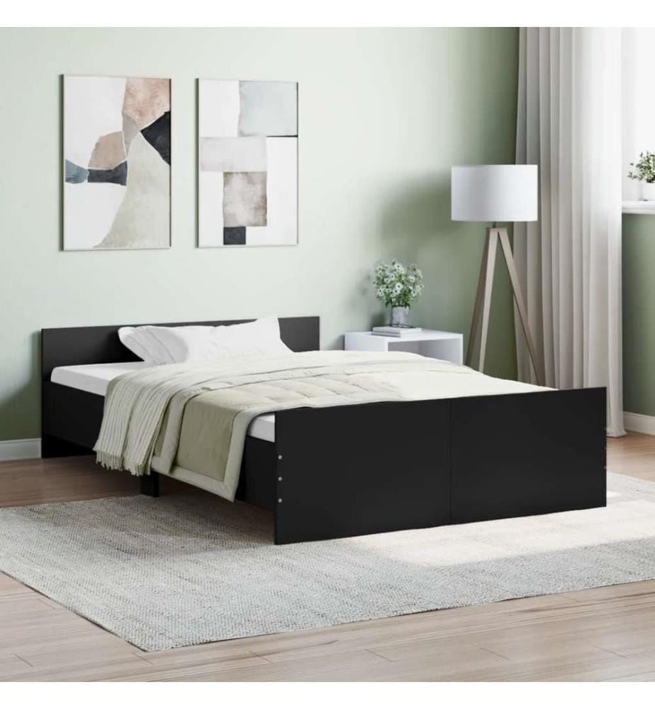 Bettgestell mit Kopf- und Fussteil Schwarz 120x190 cm