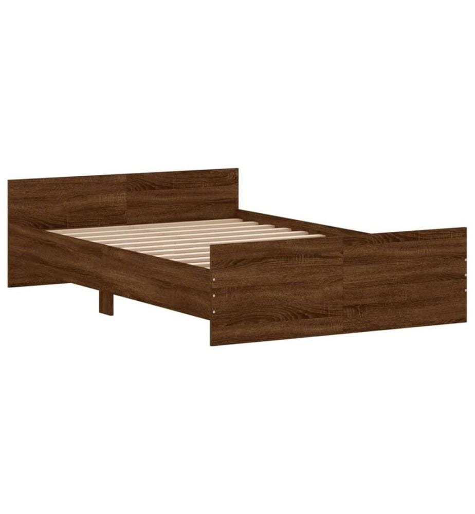Bettgestell mit Kopf- und Fussteil Braun Eiche-Optik 120x190 cm