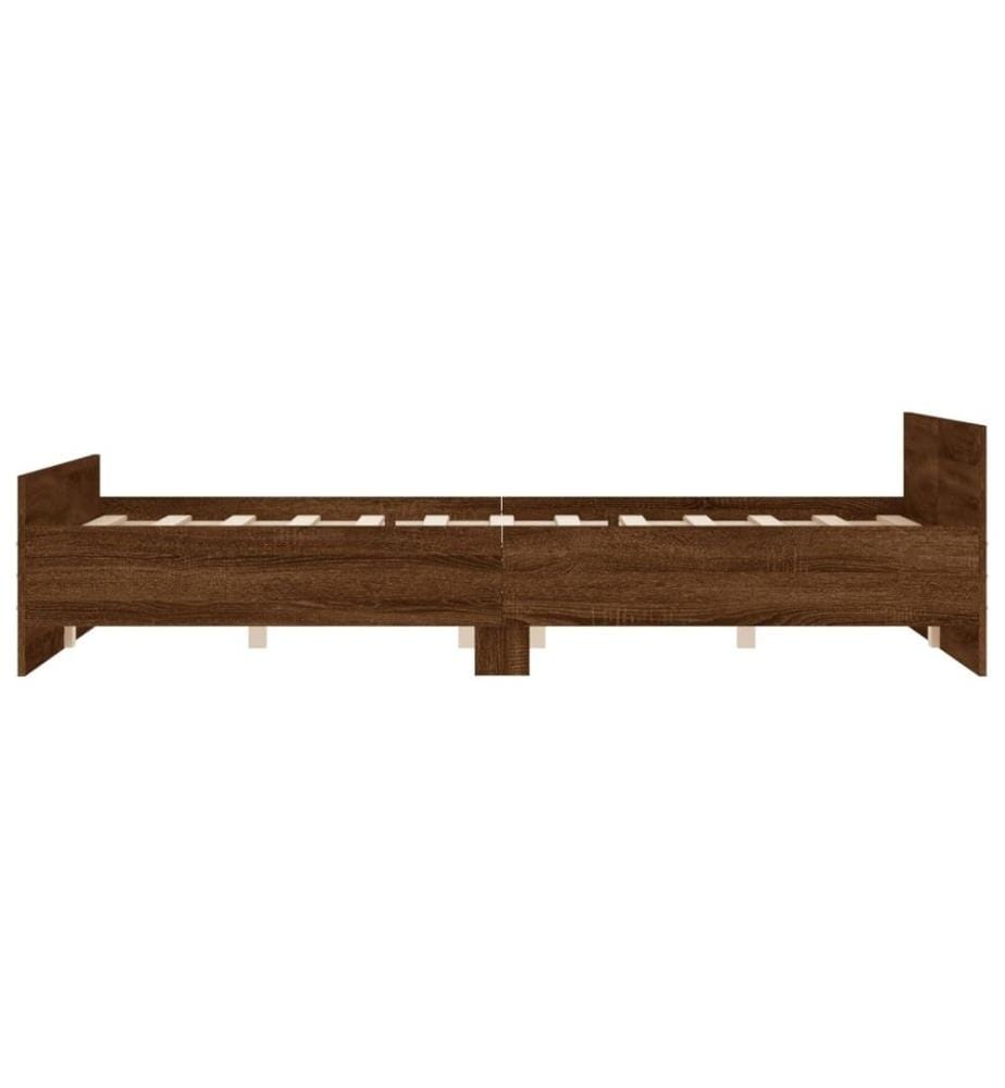 Bettgestell mit Kopf- und Fussteil Braun Eiche-Optik 120x190 cm