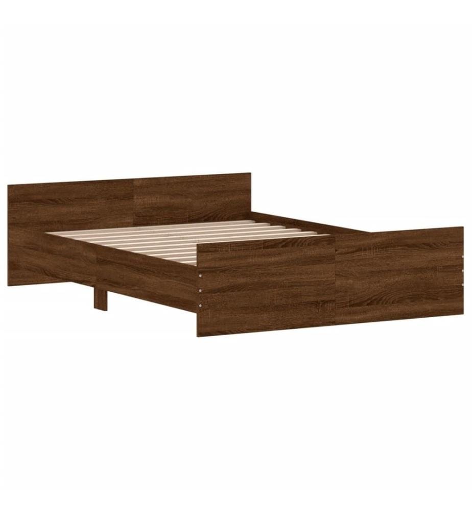 Bettgestell mit Kopf- und Fussteil Braun Eiche-Optik 135x190 cm