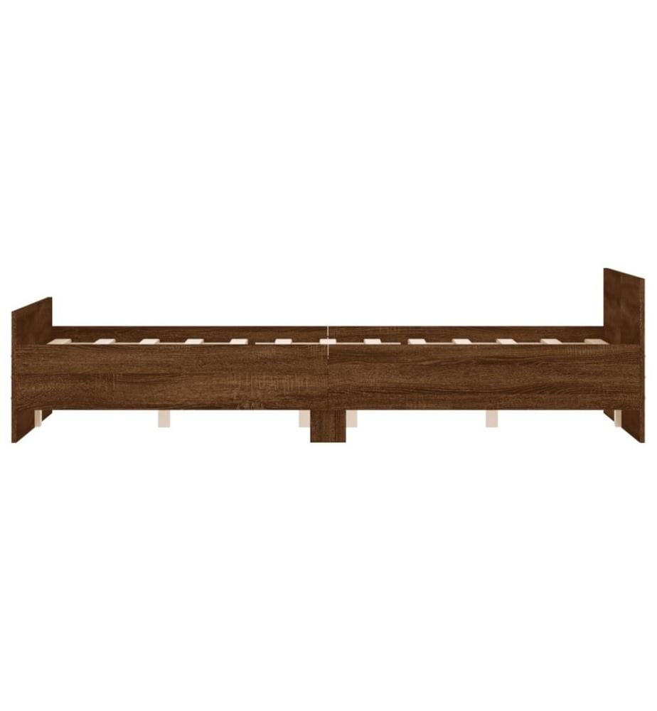 Bettgestell mit Kopf- und Fussteil Braun Eiche-Optik 135x190 cm