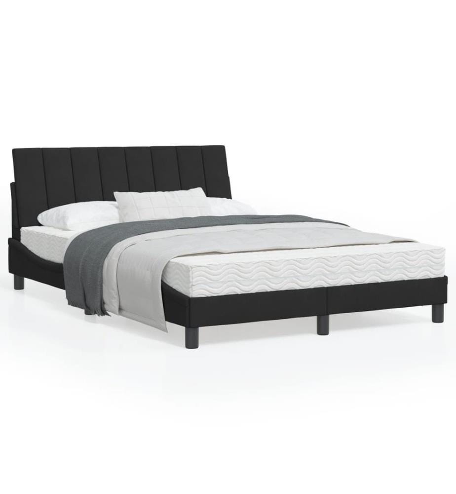 Bettgestell mit Kopfteil Schwarz 120x200 cm Samt