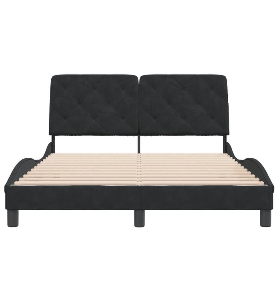 Bettgestell mit Kopfteil Schwarz 120x200 cm Samt