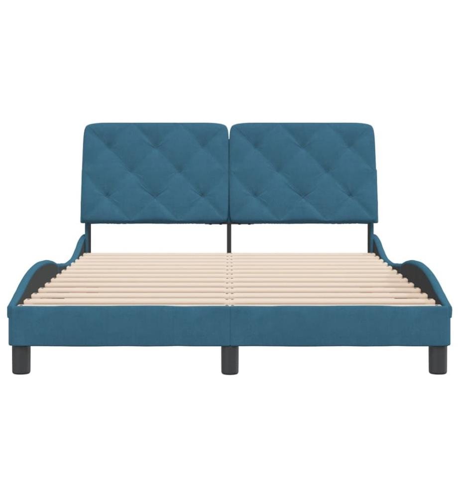Bettgestell mit Kopfteil Blau 120x200 cm Samt