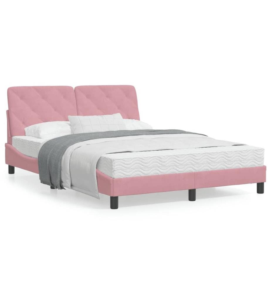 Cadre de lit avec tête de lit Rose 120x200 cm Velours