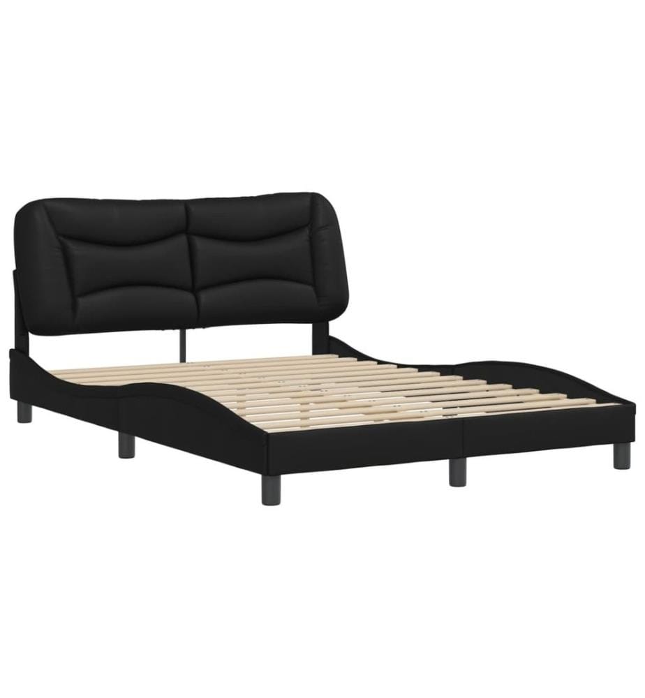 Bettgestell mit Kopfteil Schwarz 120x200 cm Kunstleder