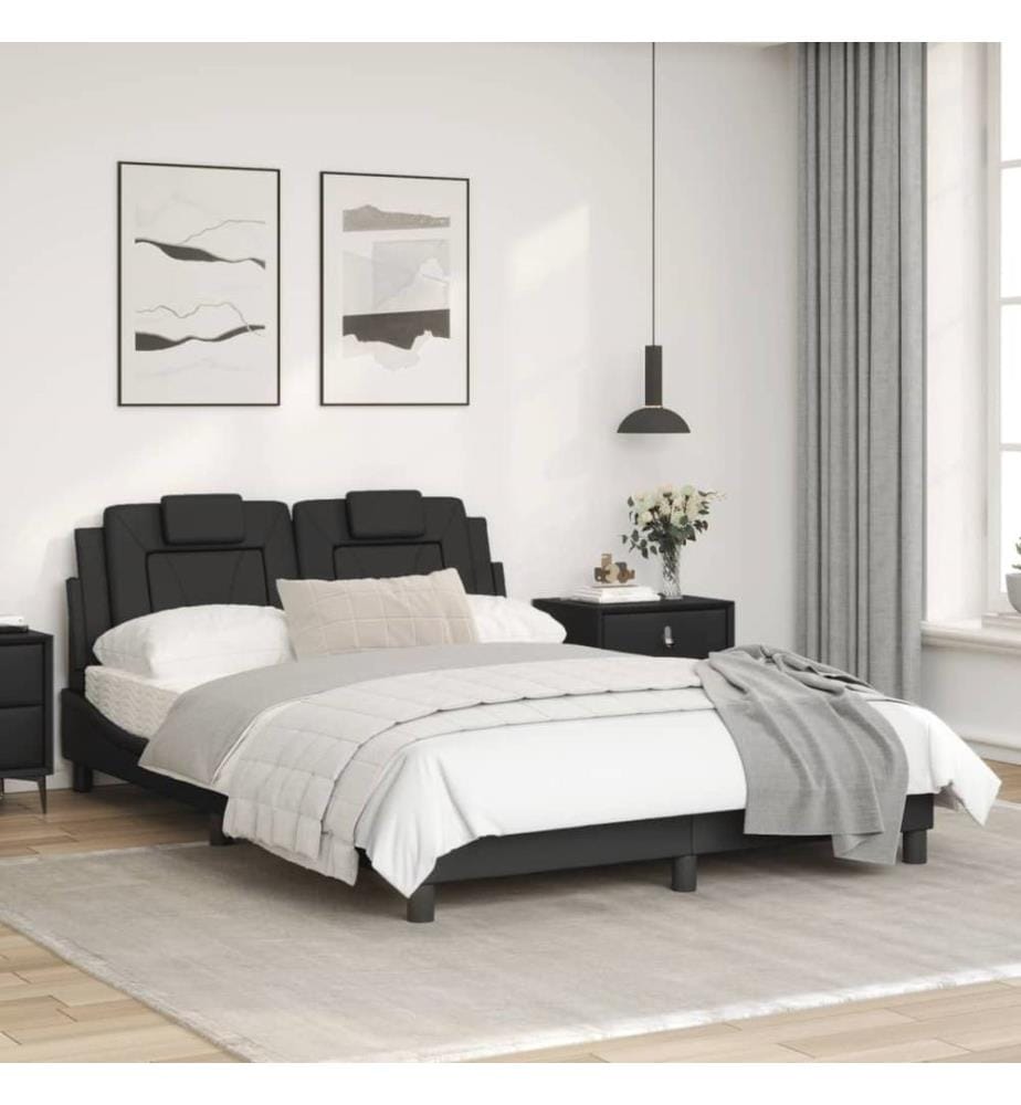 Bettgestell mit Kopfteil Schwarz 120x200 cm Kunstleder