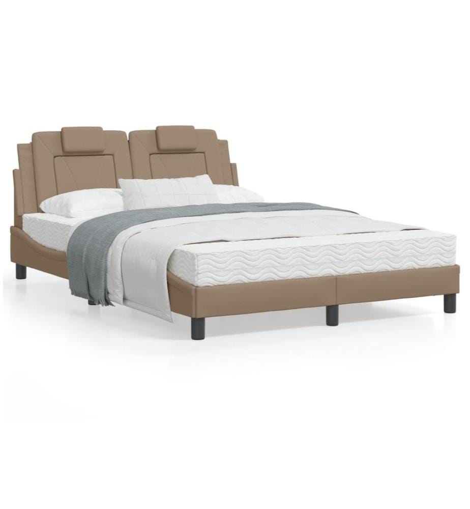 Bettgestell mit Kopfteil Cappuccino-Braun 120x200 cm Kunstleder
