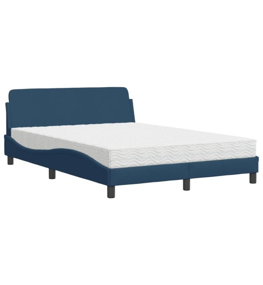 Bett mit Matratze Blau 120x200 cm Stoff