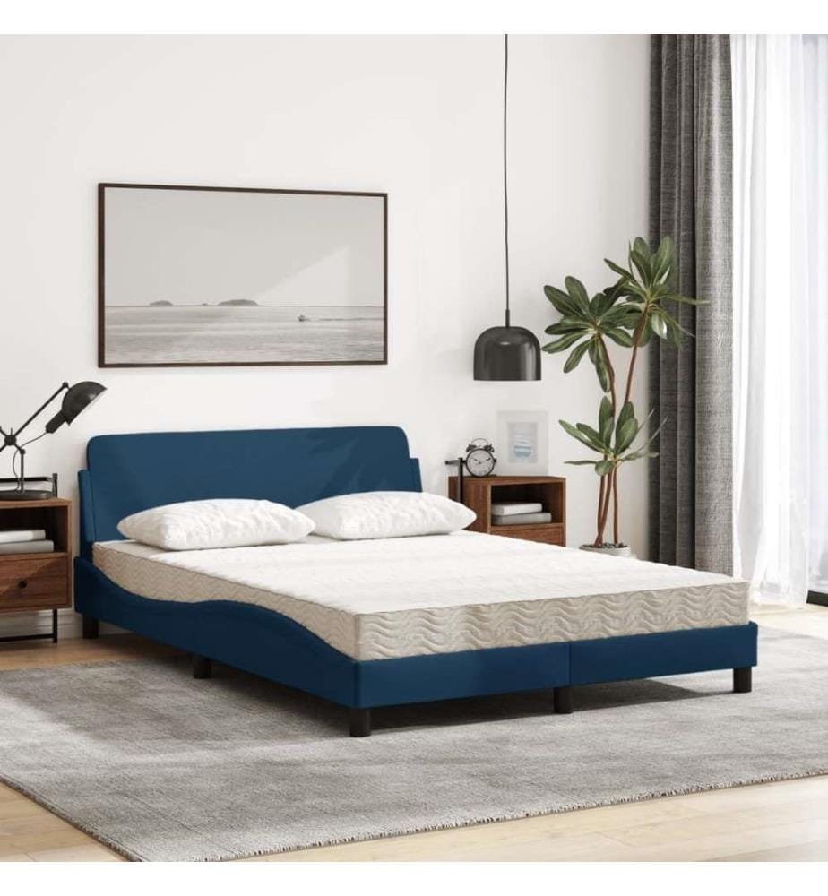 Bett mit Matratze Blau 120x200 cm Stoff