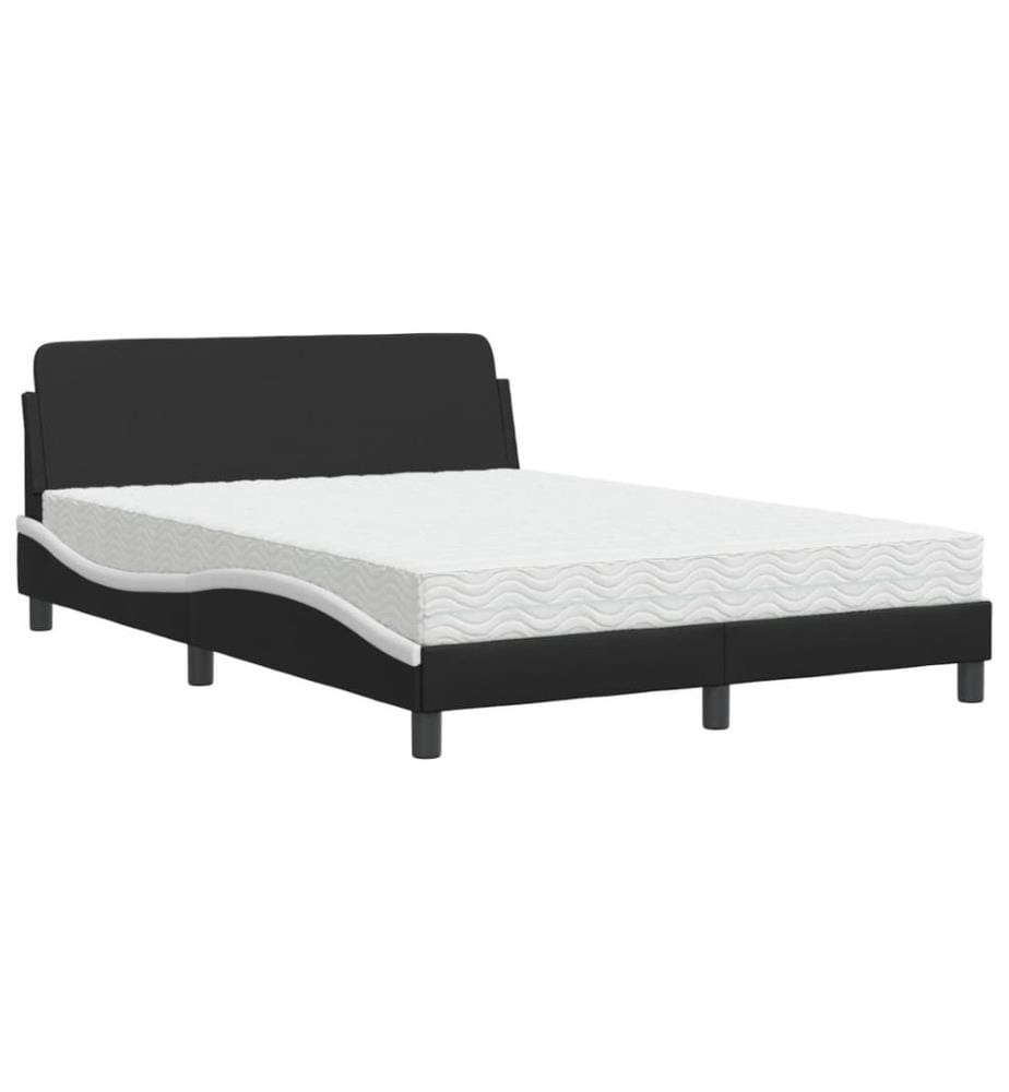 Bett mit Matratze Schwarz und Weiss 120x200 cm Kunstleder