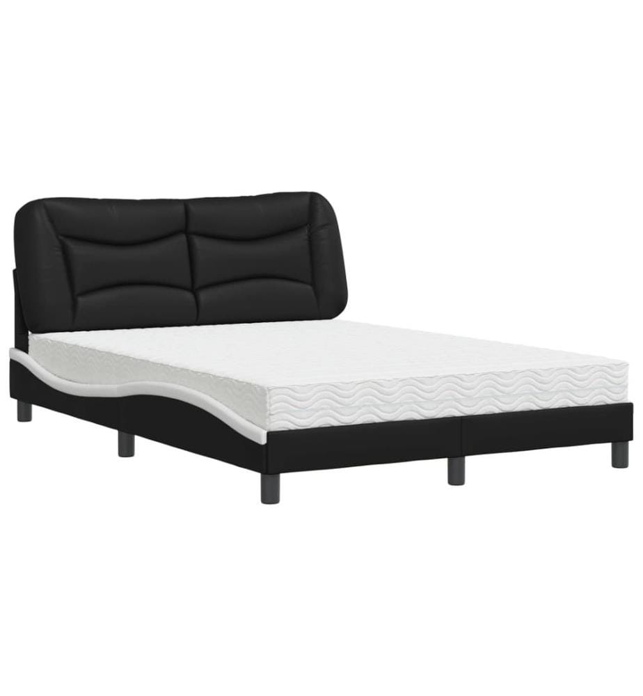 Bett mit Matratze Schwarz und Weiss 120x200 cm Kunstleder