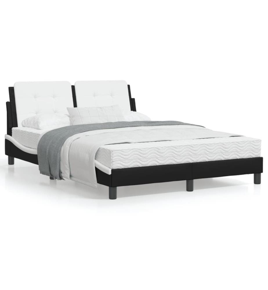 Bett mit Matratze Schwarz und Weiss 120x200 cm Kunstleder