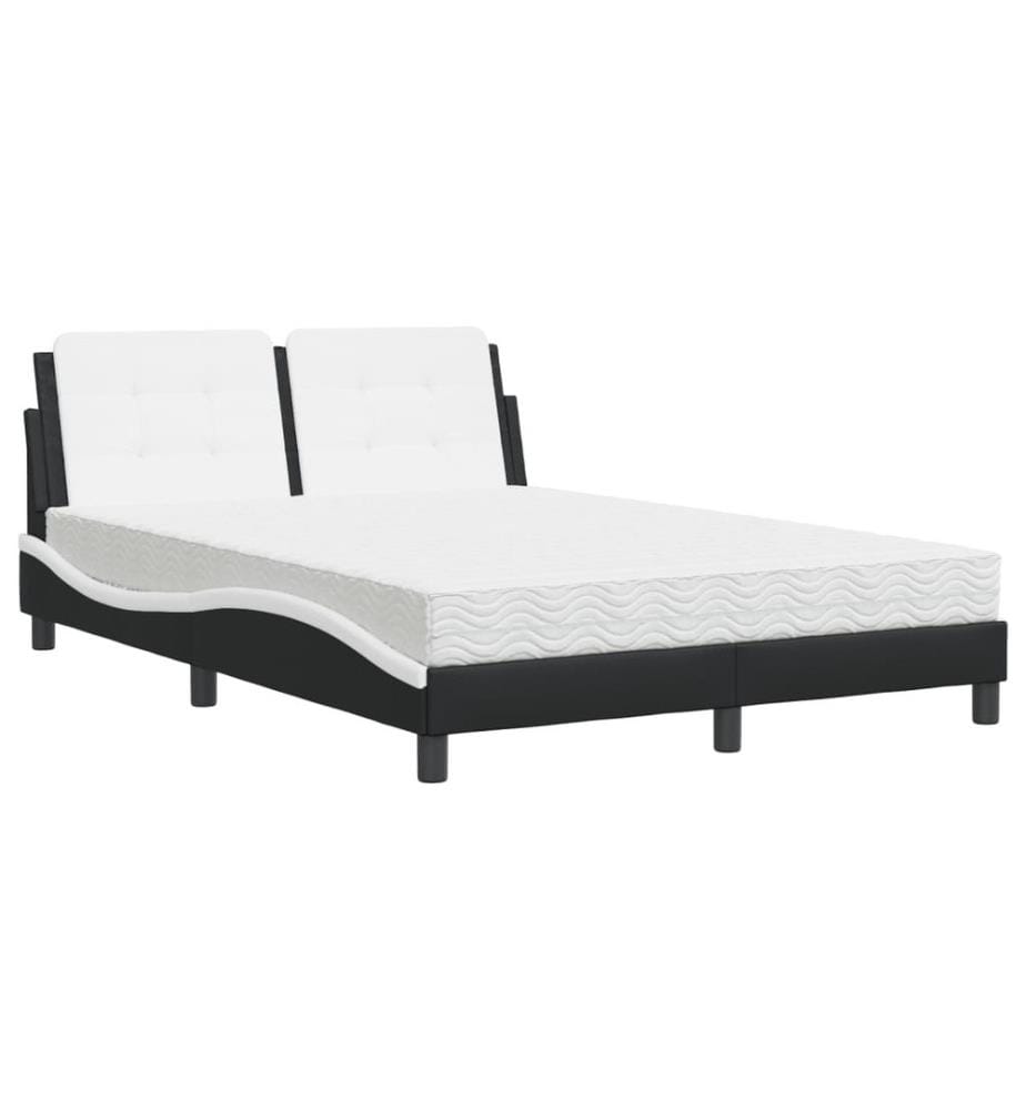 Bett mit Matratze Schwarz und Weiss 120x200 cm Kunstleder