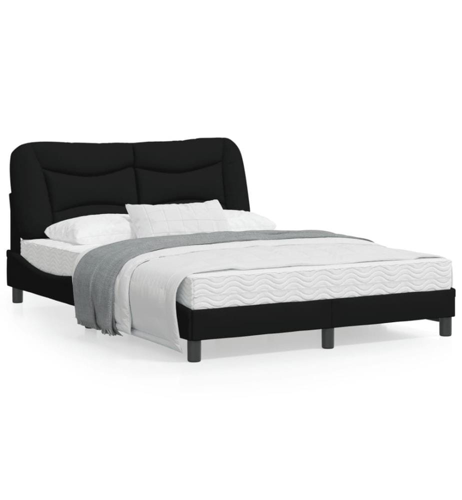 Cadre de lit avec lumières LED noir 120x200 cm tissu