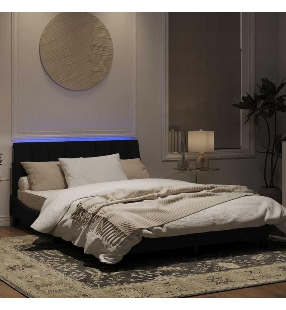 Cadre de lit avec lumières LED noir 120x200 cm velours