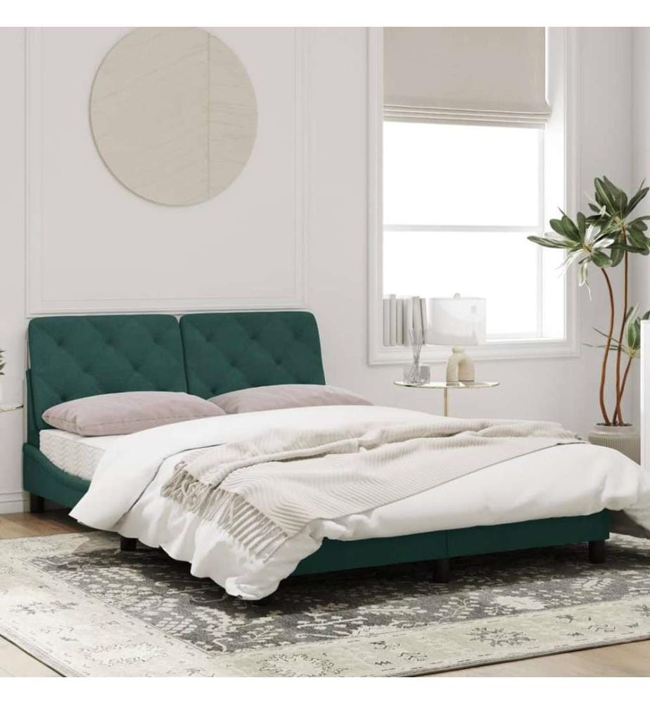 Cadre de lit avec lumières LED vert foncé 120x200 cm velours