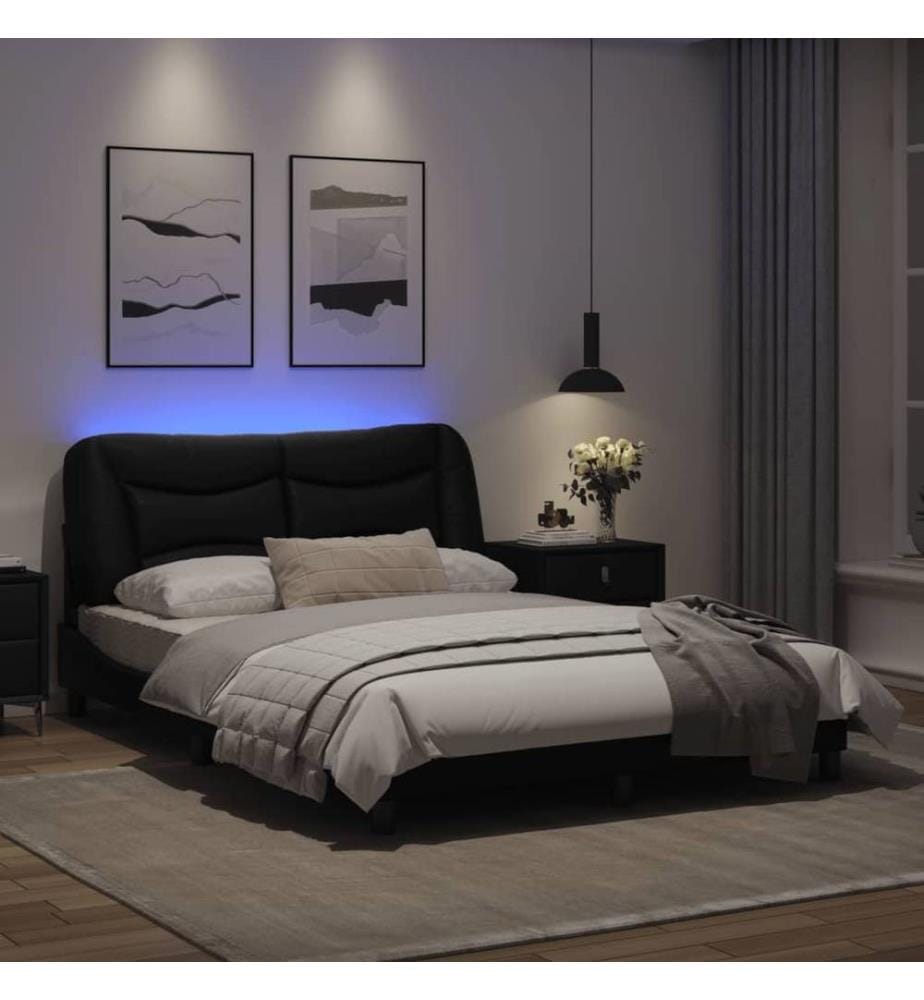 Cadre de lit avec lumières LED noir 120x200 cm similicuir