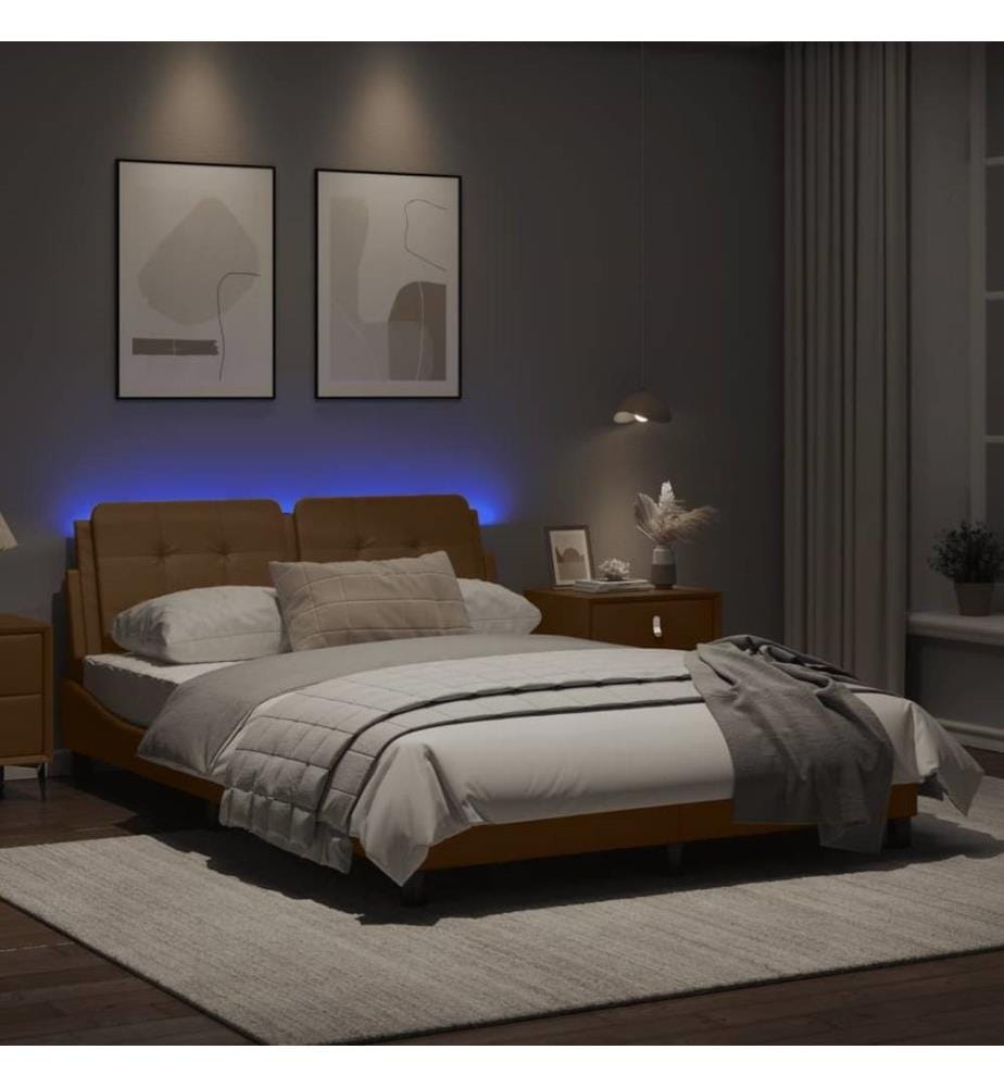 Cadre de lit avec lumières LED cappuccino 120x200 cm similicuir