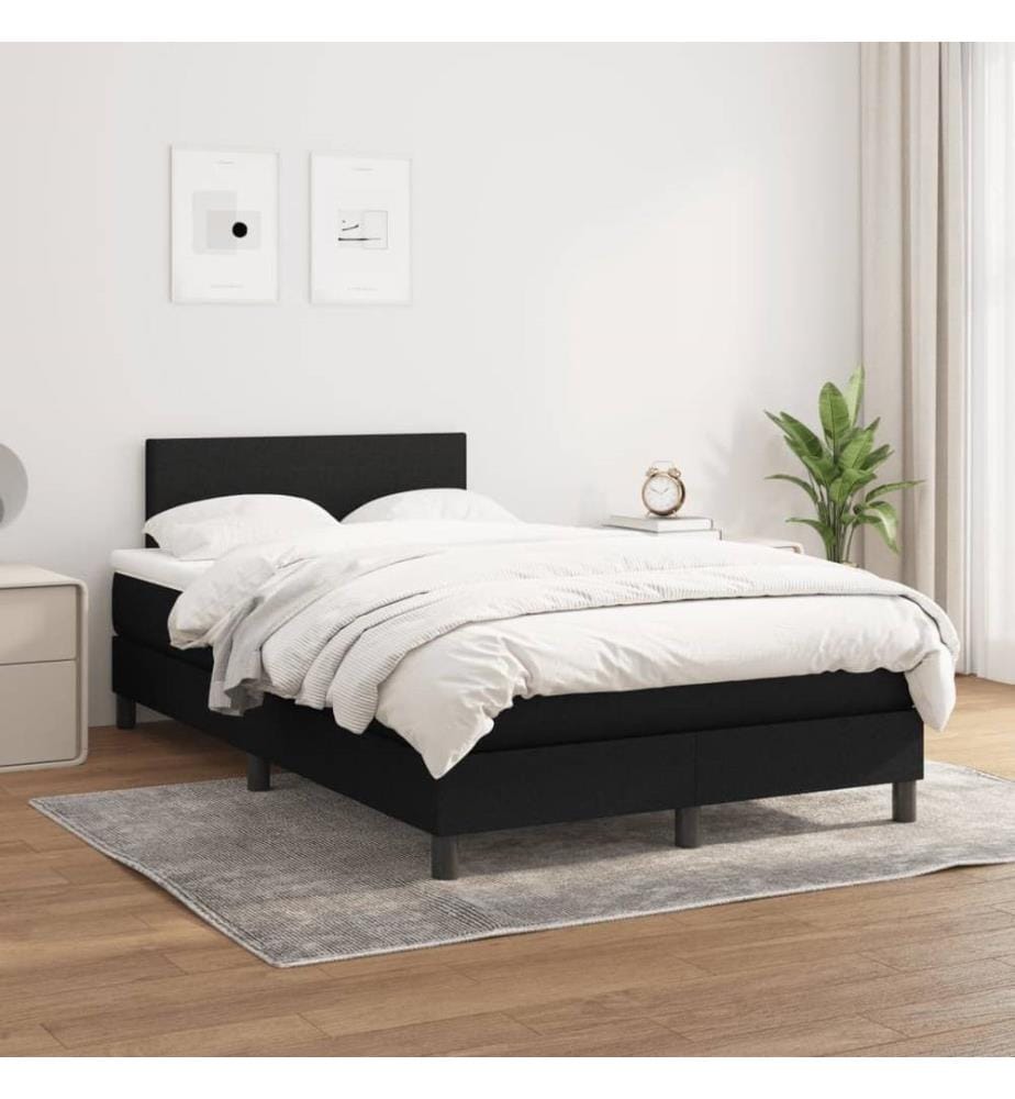 Sommier à lattes de lit avec matelas noir 120x190 cm tissu