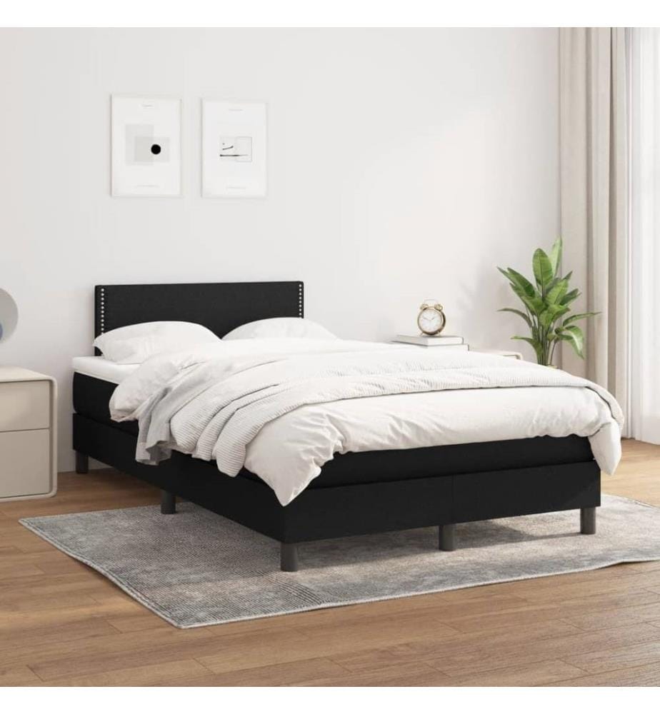 Sommier à lattes de lit avec matelas noir 120x190 cm tissu
