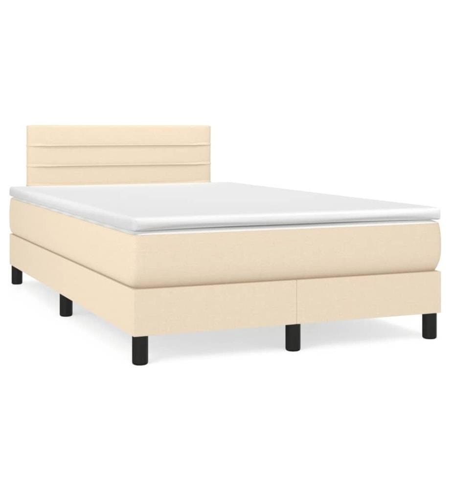 Sommier à lattes de lit avec matelas crème 120x190 cm tissu