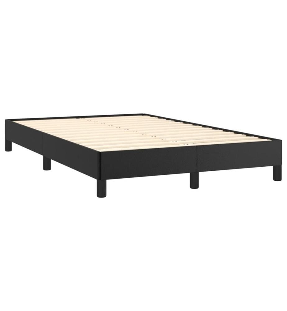 Sommier à lattes de lit avec matelas noir 120x190 cm similicuir