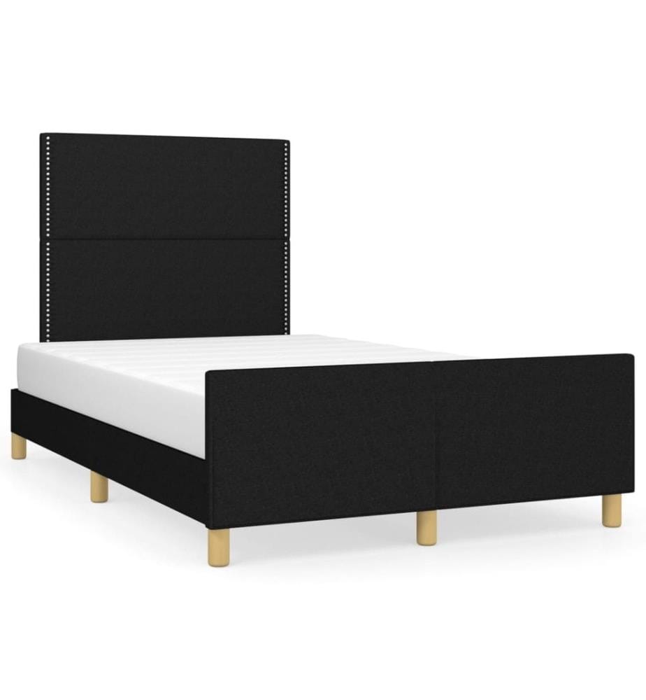 Cadre de lit avec tête de lit noir 120x190 cm tissu