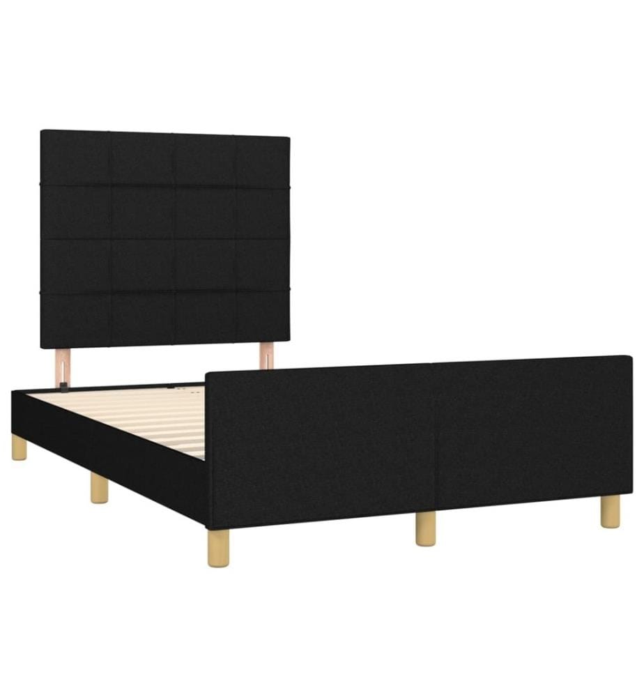 Cadre de lit avec tête de lit noir 120x190 cm tissu