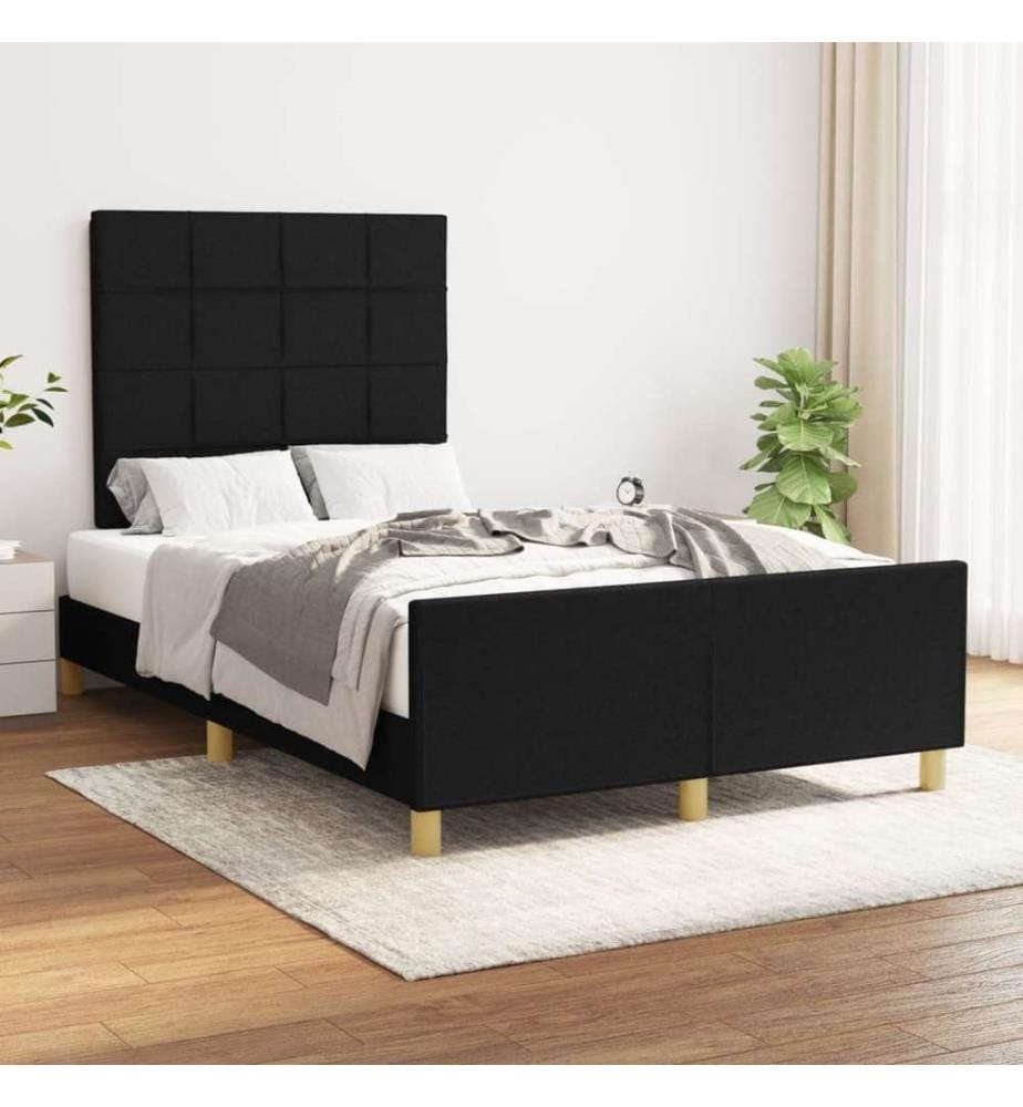 Cadre de lit avec tête de lit noir 120x190 cm tissu