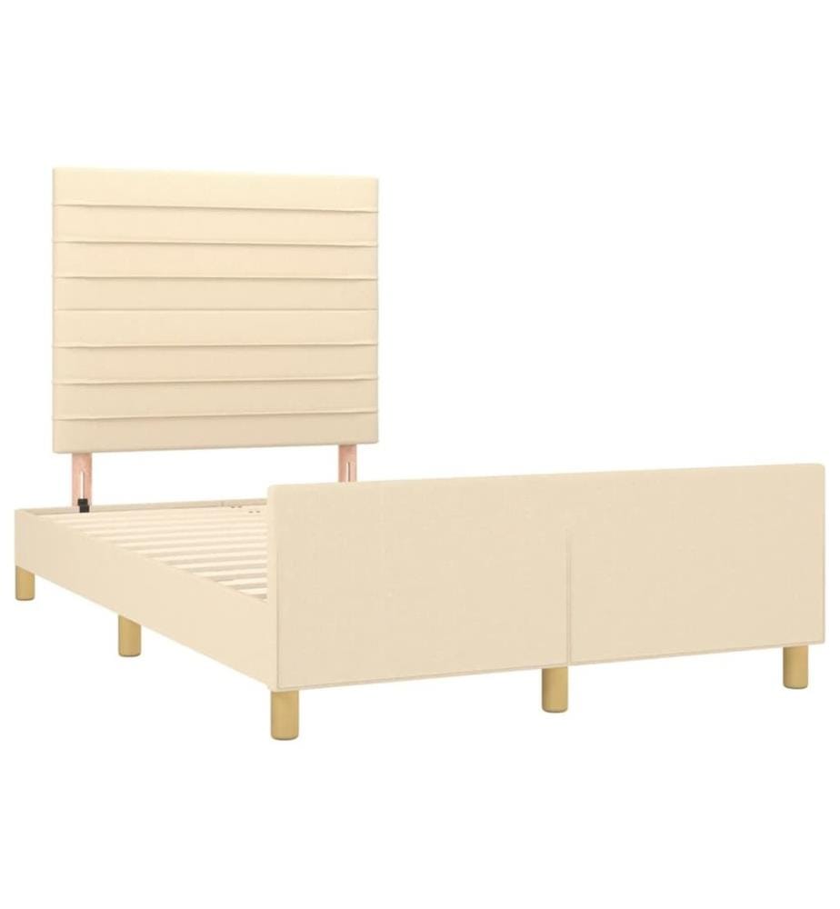 Cadre de lit avec tête de lit crème 120x190 cm tissu