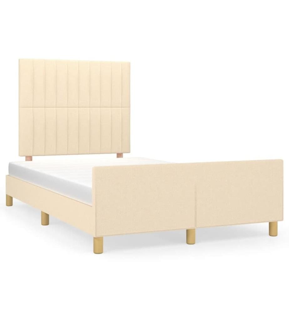 Cadre de lit avec tête de lit crème 120x190 cm tissu