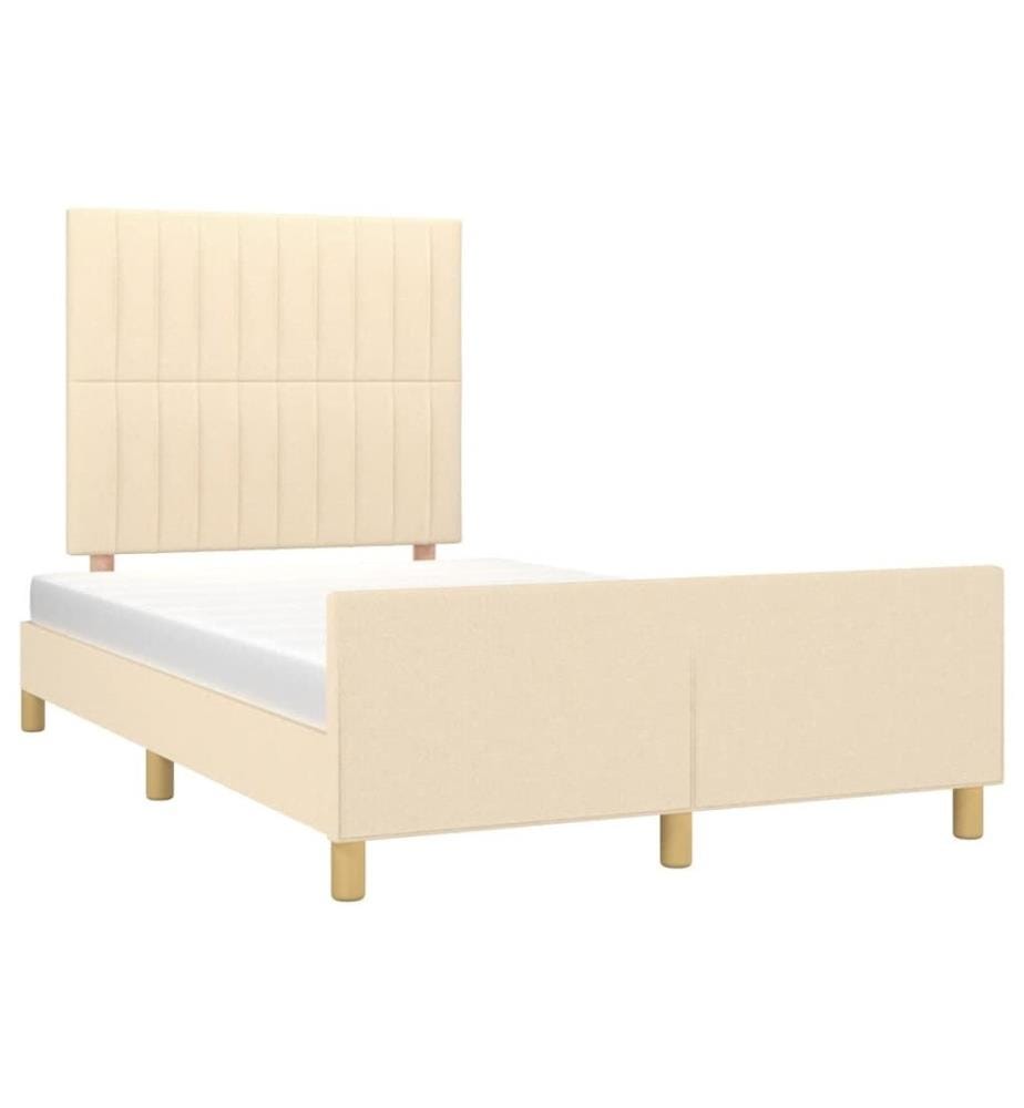 Cadre de lit avec tête de lit crème 120x190 cm tissu