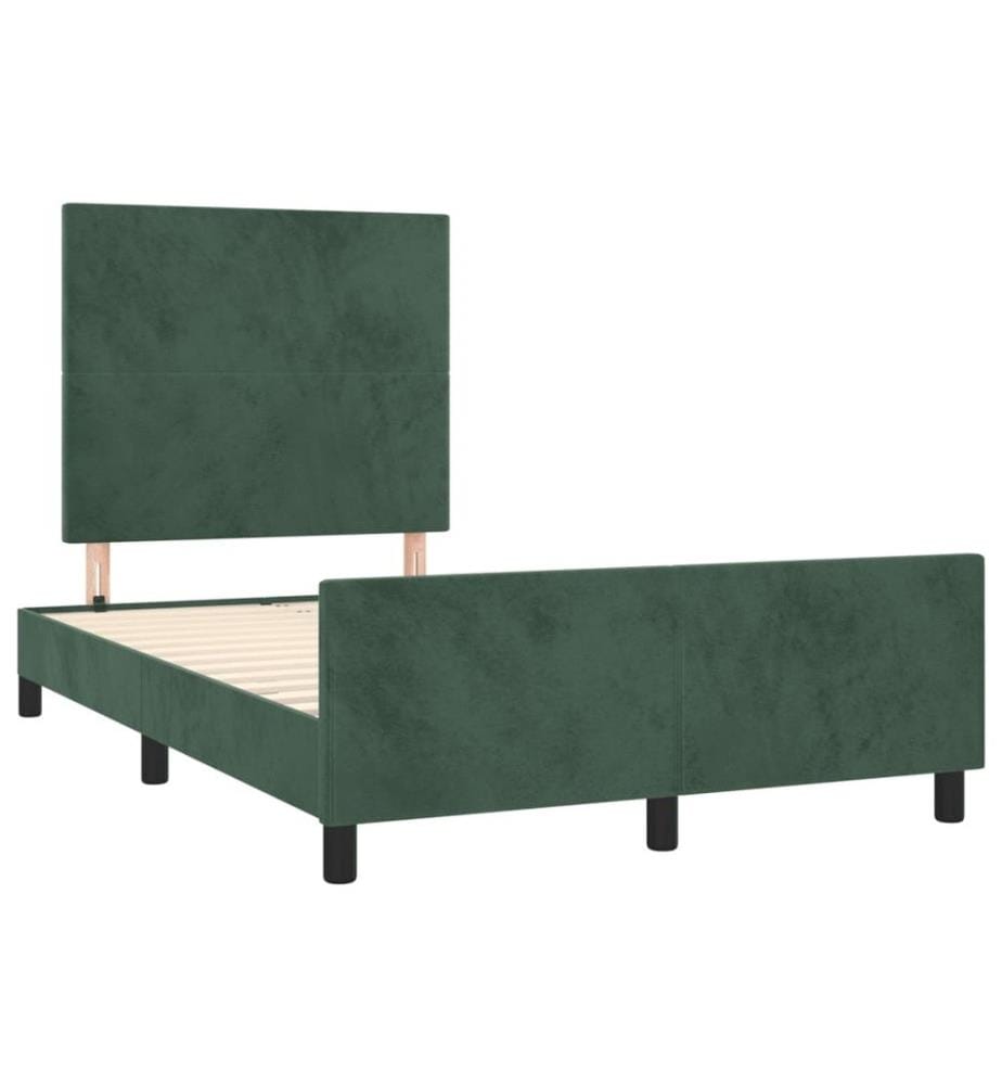 Cadre de lit avec tête de lit vert foncé 120x190 cm velours