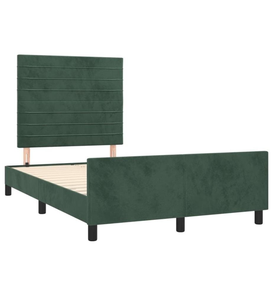 Cadre de lit avec tête de lit vert foncé 120x190 cm velours
