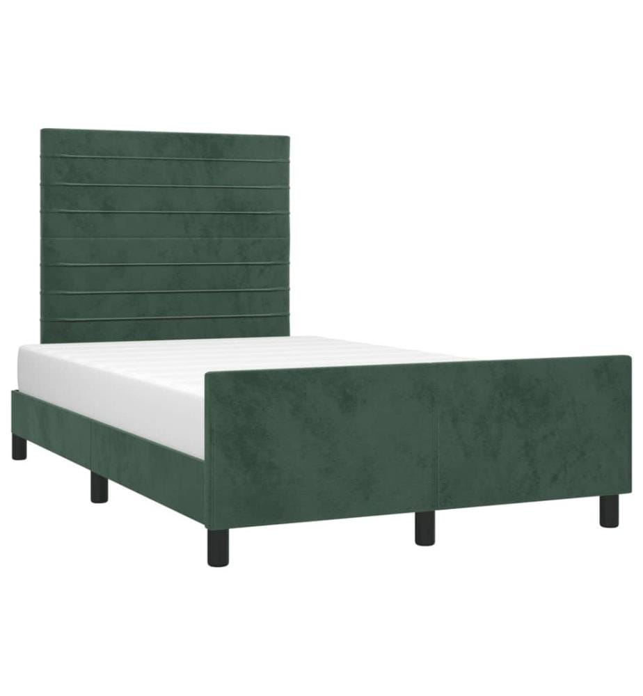 Cadre de lit avec tête de lit vert foncé 120x190 cm velours